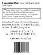 Product label with suggested use, warning statements, and product details on a white background.